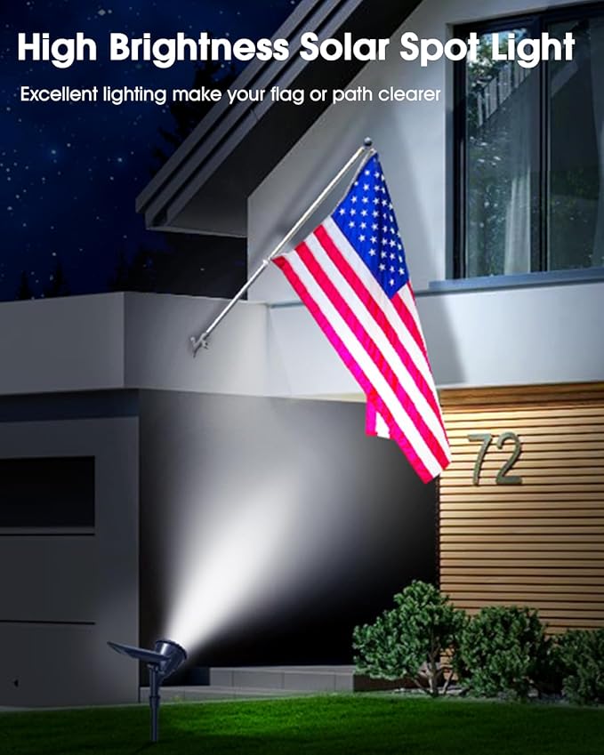 DBF Solar Outdoor Lights, 600LM Solar Spot Lights Outdoor Waterproof with 2 Lighting Modes, Adjustable Head & Solar Panel Landscape Spotlights for Flag Garden Yard Driveway Patio(Cool White, 4 Pack)
