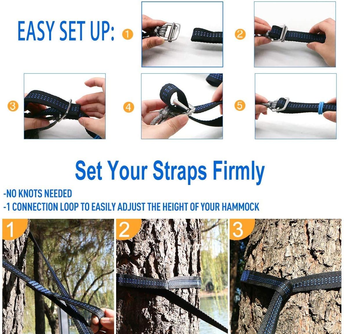 Onewind 2 * 12Ft Hammock Straps Set, Heavy Duty Tree-Friendly Straps | Hanging Kit with Cinch Buckle 1 Inch Wide 1500 LBS Durable Lightweight No-Stretch and Easy to Set Up, Orange