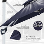 ABCCANOPY Patio Umbrella Cantilever Double Top Outdoor Offset Umbrella with 360° Rotation