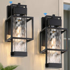 Outdoor Wall Lights Dusk to Dawn Outdoor Lighting 2 Pack, 15" H Black Exterior Lighting Fixtures Waterproof Sconce Porch Lights with LED Bulbs, Large Outside Lights for House with Water Glass