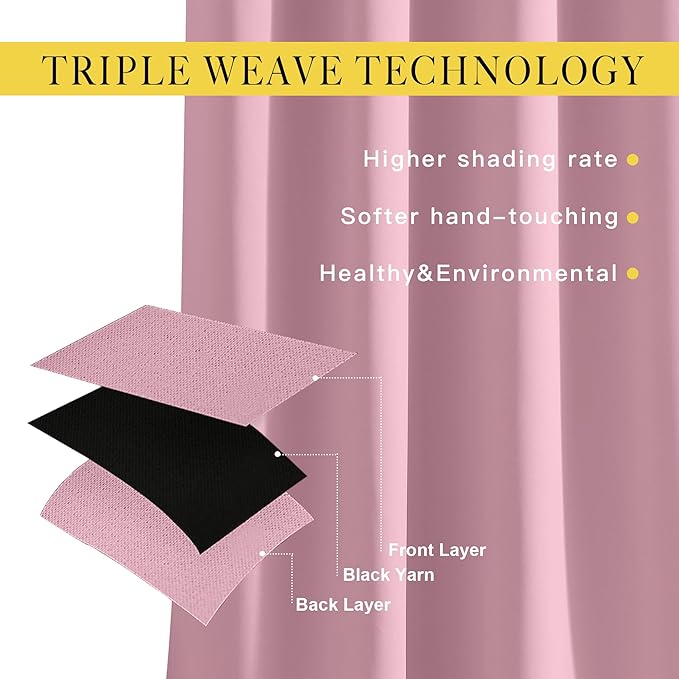 NICETOWN Bedroom Curtain Room Darkening Drapery 102 inches Length - Home Fashion Thermal Insulated Grommet Room Darkening Curtain for Living Room (Rouge Pink, 1 Panel, 52 x 102 inches)