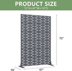 Casaphoria Metal Privacy Screen Outdoor, 72" H x 47" W Freestanding Decorative Privacy Screen for Patio Deck Balcony Garden with Stable Base, Drakgrey-Brick