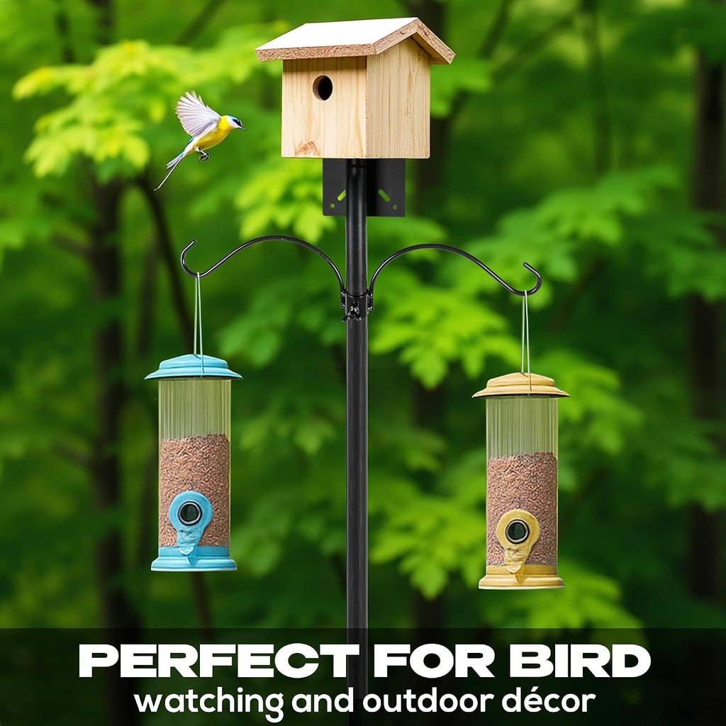 79 Inch Adjustable Bird House Pole | Heavy Duty Bird Feeder Pole for Outdoors | Bird Feeder Stand with Mounting Bracket and Shepherd's Hooks | Mounting Pole for Smart Bird Feeder