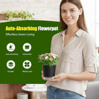 Plant Pots 4 Inch Self Watering Pots,6 Pack Plastic Planters with Drainage Holes and Clear Saucers,Plastic Flower Pots,Nursery Planting Pot for Indoor Out Door Plants (Black, 4 inch)