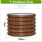 SnugNiture Raised Garden Bed, 4 PCS 2×2×1.5ft Round Galvanized Outdoor Planter Box, 17" Tall Deep Metal Garden Bed Kit for Planting Vegetables, Fruits, Flowers, Brown
