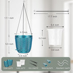 QCQHDU Self Watering Hanging Pots, 2 Pack 5.7 Inch Hanging Planters for Plants Indoor, Outdoor Flower Pots with Drainage Holes and 3 Hooks Chains for Garden Home (Klein Blue)