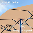 SUPERJARE 15FT Outdoor Umbrella for Patio, Double sided Pool Umbrellas with Fade Resistant Canopy, Large Table Umbrella for Deck, Market, Backyard - Beige