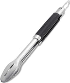 Weber Premium Grill Tongs (46cm), Made of Stainless Steel, with Comfort Grip and Practical Locking System, Dishwasher Safe for Easy Cleaning, with Loop for Hanging - Black/Silver (6760)
