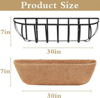 2pack 30-inch Window Sill Window Railing Planters with Cocoa Liner for Outdoor Balconies, Porches, Fences, Patio Railings