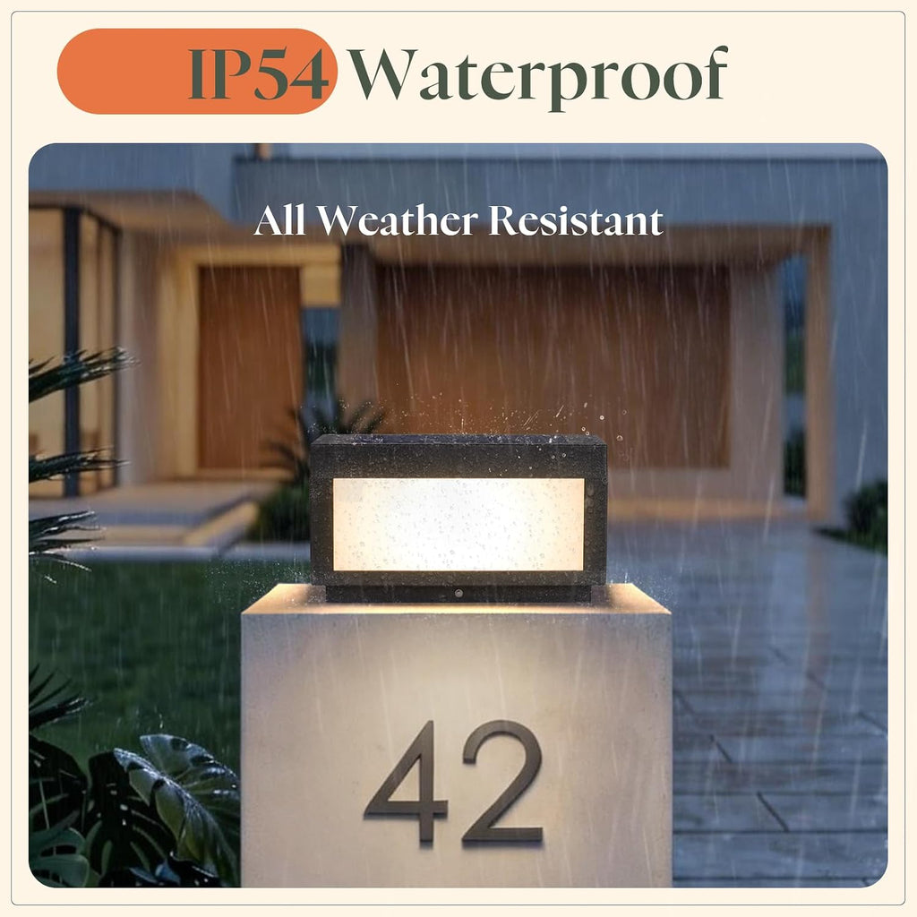 Solar Post Lights Outdoor 12x12, Square Solar Pillar Lights Outdoor | 11.8'' Column Light Waterproof, Dusk to Dawn Extra Large Pillar Light, Modern Column Lamp Fixture for Entrance Driveway Fence