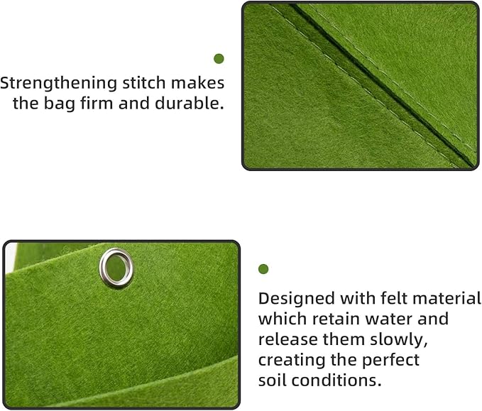 Hanging Planting Grow Bags, 12 Pockets Hanging Vertical Wall Planter Wall Mounted Grow Bag Outdoor Indoor Gardening Vertical Greening Flower Container, Planting Bags Storage Bags(0.6 m × 0.8 m, Green)