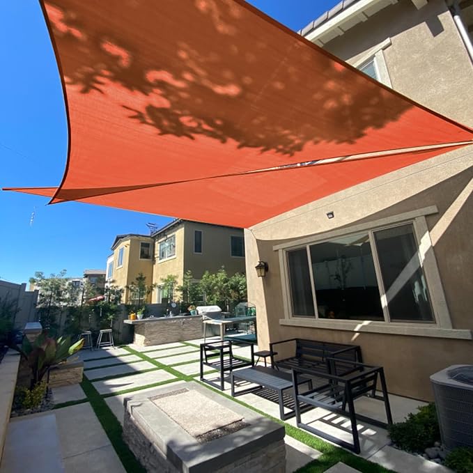 SUNLAX Sun Shade Sail 8' x 12' x 14.4' Terra Red Rectangle Canopy Sail Shade Cover UV Block Permeable Sunshade Outdoor for Patio Backyard Deck Pergola (We Make Custom Size)