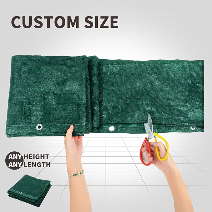 LOVE STORY Custom Size 3'x8' Dark Green Balcony Privacy Screen,UV Block Privacy Fence Screen,90% Shield for Outdoor Pool Garden Apartment Railing