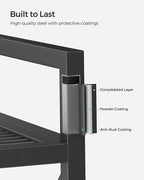 SONGMICS 4-Tier Metal Storage Rack, Shelving Unit with X Side Frames, Dense Mesh, 12.6 x 23.6 x 44.3 Inches, for Entryway, Kitchen, Living Room, Bathroom, Industrial Style, Ink Black UBSC164B01