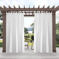 Exclusive Home Cabana Solid Indoor/Outdoor Light Filtering Hook-and-Loop Tab Top Curtain Panel Pair, 54"x132", White