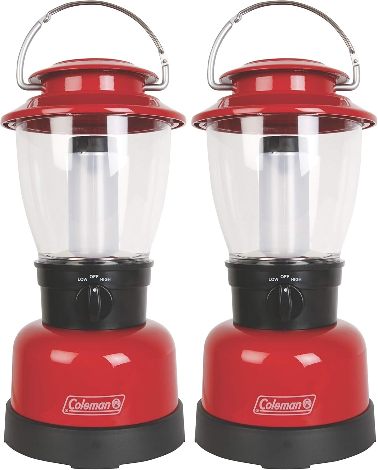 Coleman 400L LED Lantern with 4D Battery, Water & Impact-Resistant Lantern with Carry Handle, Lifetime LED Lights Never Need Replacing (Pack of 2)