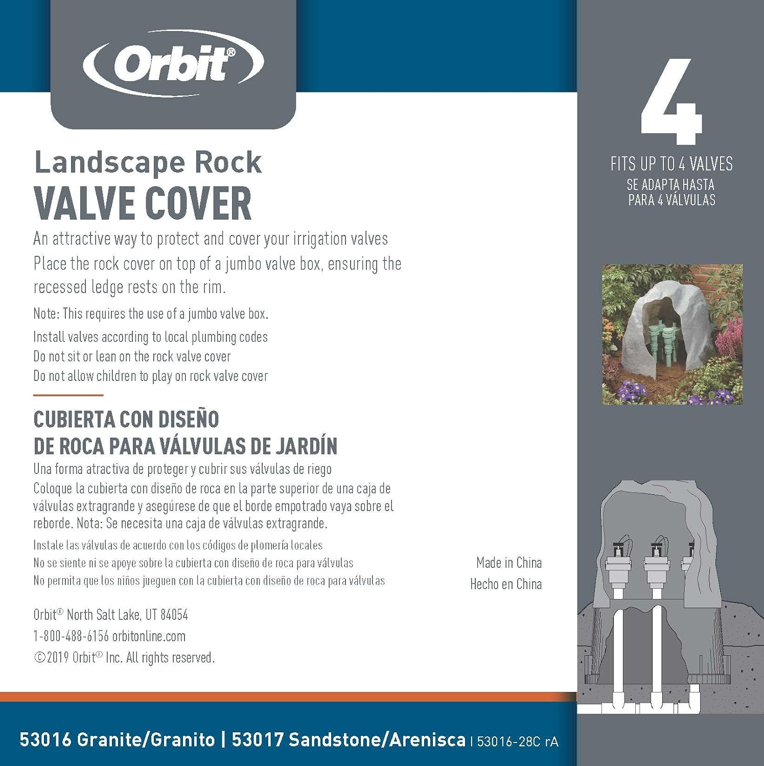 Orbit 53016 Granite Resin Rock Box Sprinkler Valve Cover
