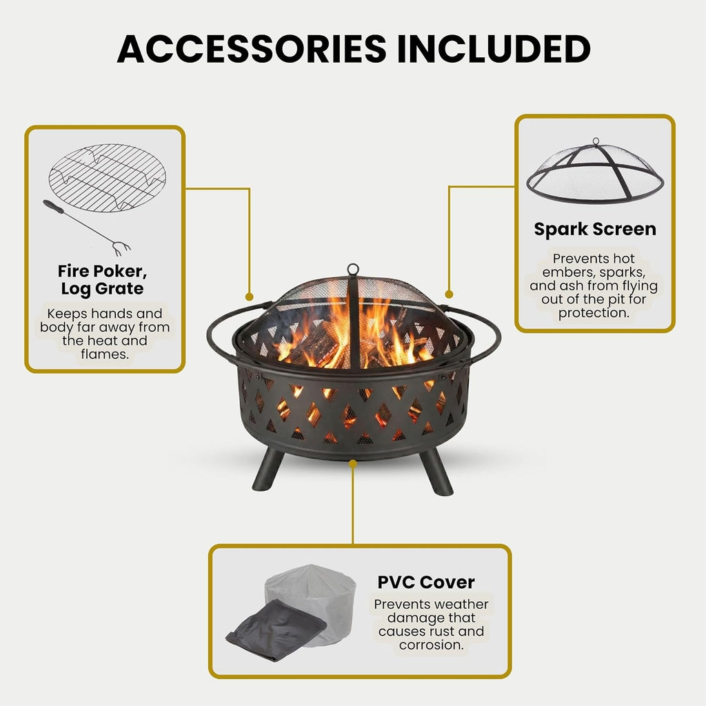 pure garden outdoor fire pit with cross weave, side view
