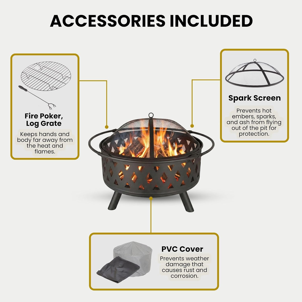 pure garden outdoor fire pit with cross weave, side view