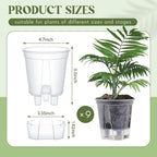 Self Watering Pots for Indoor Plants with Deep Reservoir and High Drainage Holes for Outdoor Plants and Flowers, Bare Root Planter(4.72'',Clear,9 Pcs)