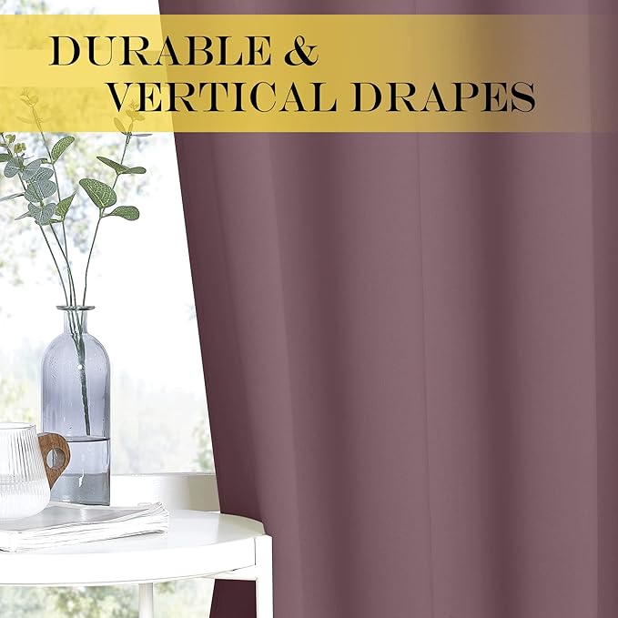 NICETOWN Blackout Patio Curtains 100 x 144 Inches Long for Sliding Door Extral Wide Blackout Curtain Panels Thermal Insulated Room Divider - Grommet Top, 100" W x 144" L, 1 Panel, Dry Rose