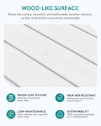 SERWALL Outdoor Coffee Table with 1.69" Umbrella Hole, HDPE Patio Coffee Table for Outside, Rectangle, White