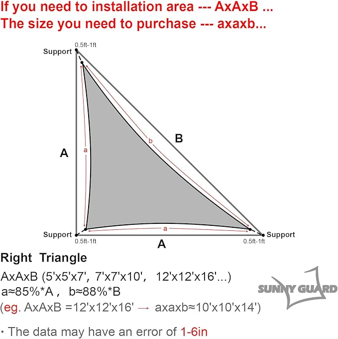 SUNNY GUARD Custom Size 9'x16'x16' Triangle Butter Cream UV Block Sunshade for Backyard Yard Deck Patio Garden Outdoor Activities and Facility(Customized)