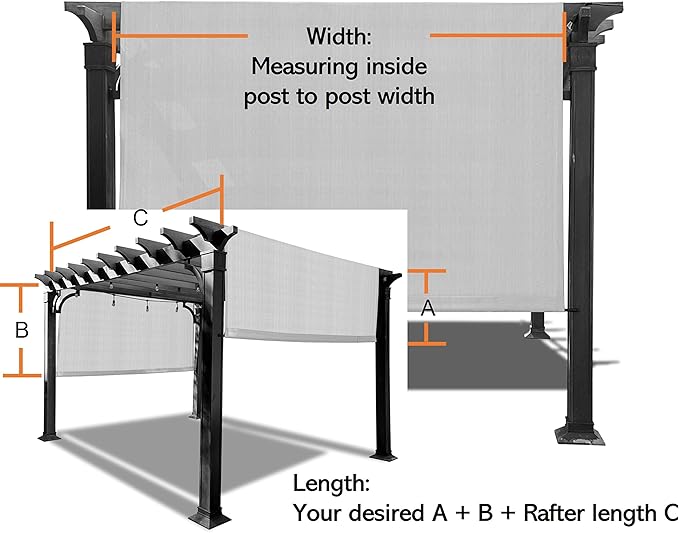 Universal Pergola Replacement Canopy Shade Cover with Breathable HDPE Fabric & Rod Pockets for 10 x 10 FT Pergola, Canopy Size: 192'' L x 106'' W (Smoke Tan)