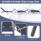 Giantex Patio Lounge Chair, Outdoor Chaise Lounge with 5 Adjustable Backrest, Sturdy Steel Frame, Sunbathing Recliner, Tanning Chair for Beach, Outside, Yard, Balcony, Pool Chairs, Navy