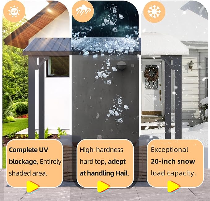 AECOJOY 8' x 16' Outdoor Hardtop Metal Gazebo for Patio, Large Lean to 16'x8' Galvanized Steel Wall Mounted Pergolas and Grill Gazebos Clearance, Patio Roof Heavy Duty Pergola Awnings for Decks