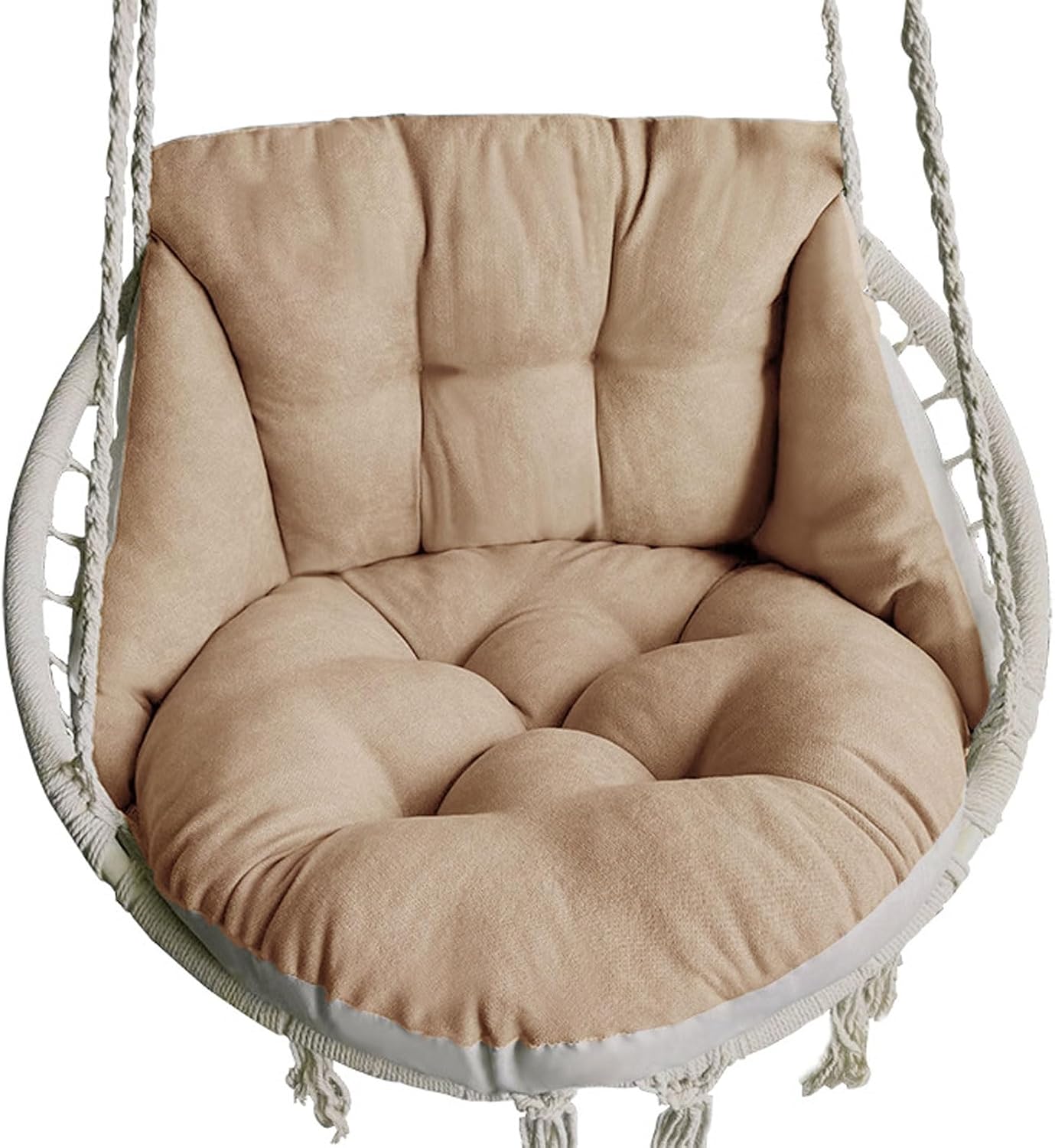 Hanging Basket Egg Cushion, Round Seat Thick Back Pillow, Courtyard Swing Cushion(Coffee)