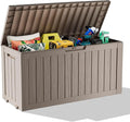 76 Gallon Outdoor Deck Box, Lockable Waterproof Outdoor Storage Boxes For Garden Tools,Indoor Cushions,Accessories Outside Storage Resin Weatherproof Container(Grey)