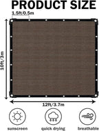 Mocha Sun Shade Cloth,10x12FT Pergola Shade Cover with Reinforced Grommets,90% Shade Fabric Fence Privacy Screen Balcony,Pergola Shade Cover Canopy Patio Garden Backyard Carport Porch Deck