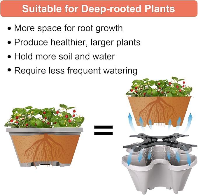GameXcel Vertical Planter 6 Tier Stackable Planters Garden Planters Strawberry Herb Flower and Vegetable Planter Indoor Outdoor Gardening Pots with Removable Wheels and Tools 2-Pack