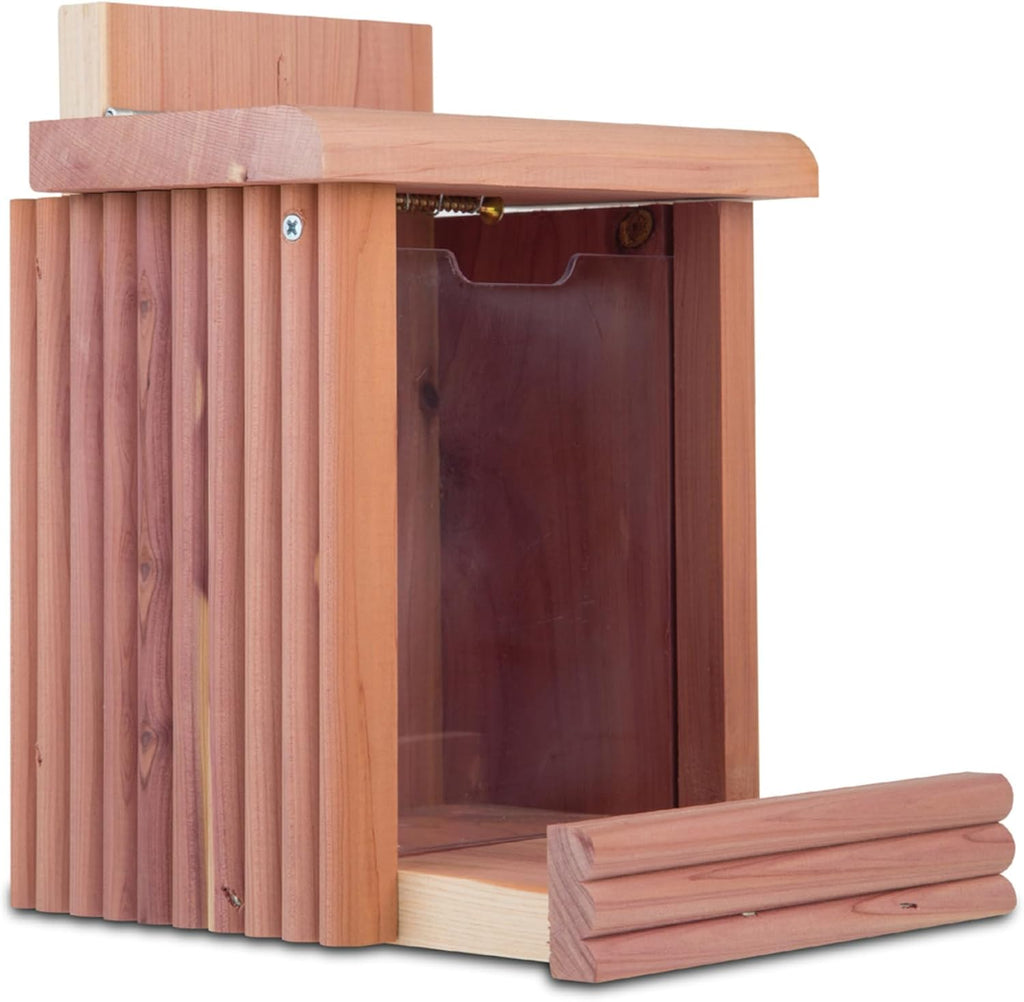 Pennington Cedar Squirrel Snacker Feeder, Squirrel Feeder, 2.75 LB | Hanging squirrel feeder, bird and squirrel feeder, eastern red cedar; mounts to tree, post or fence, keeps food dry