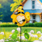 Gnome Metal Yard Art, Gnomes Garden Statue Outdoor Decor, 48 inch Gnome Decorations 360 Degrees Swivel Wind Spinner for Outdoor Patio Garden Backyard Décor - Bee