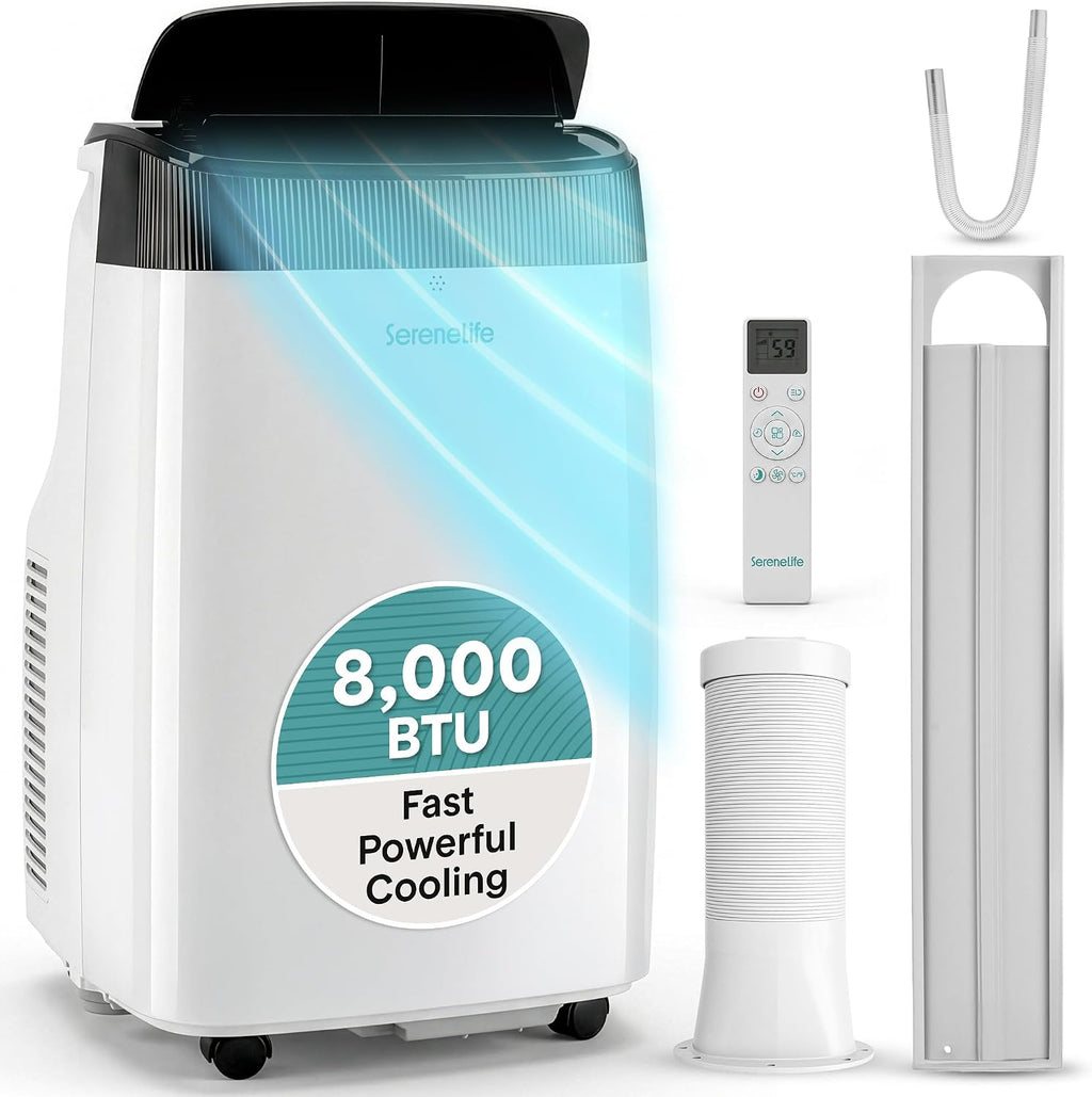 serenelife portable air conditioner, with dual motor, dehumidifier, main product view