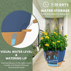 ZMTECH 10 Inch Hanging Planters for Indoor Plants & Outdoor - 2 Pack Self-Watering Hanging Pots with Drainage Holes, Visual Reservoir, Plastic Hanging Baskets Flower Pots with Removable Saucer, Blue