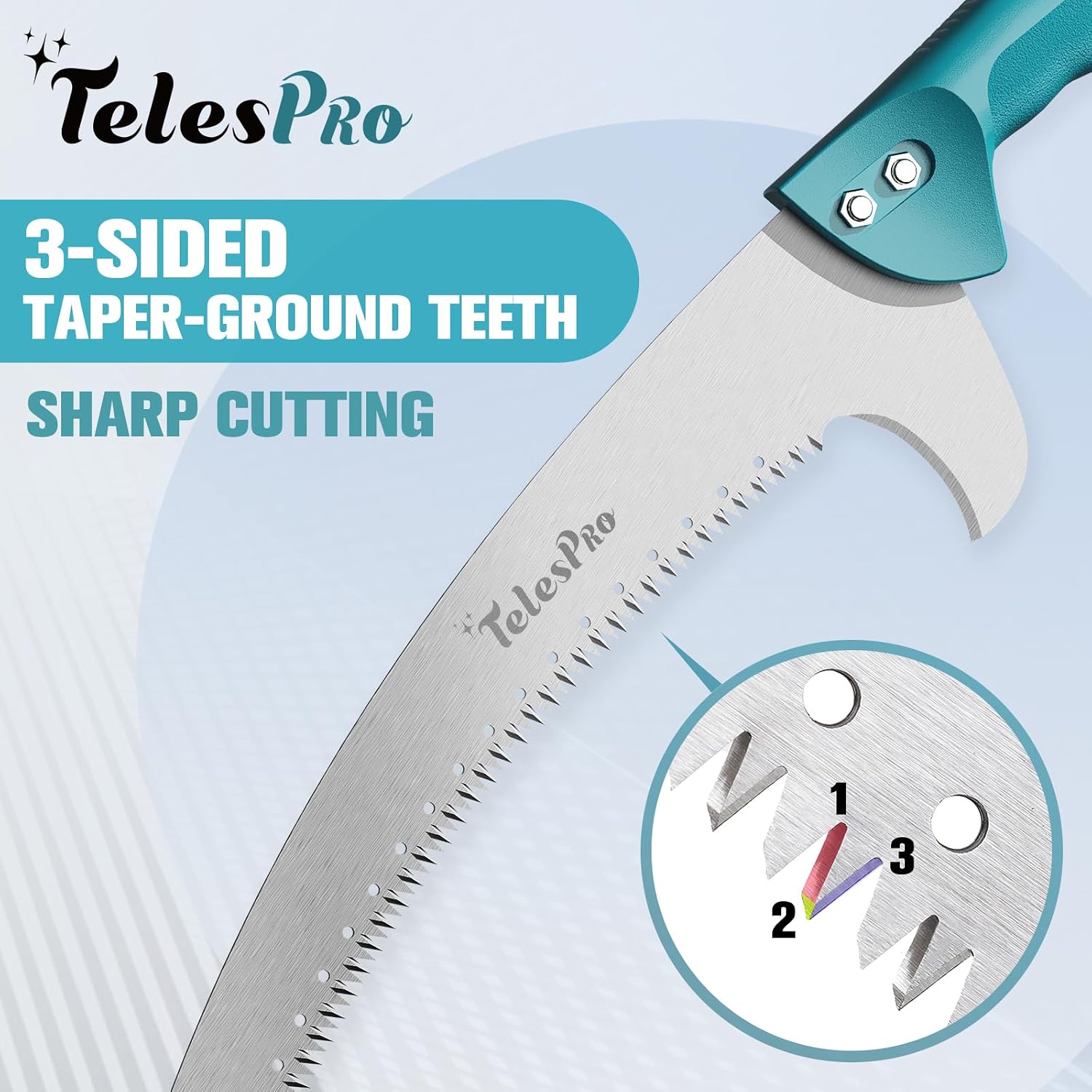TelesPro Extendable Tree Trimmer: Manual Pole Saw | 5-12ft Telescoping Pruning Pole for Tree Trimming | Saw Attachment, Safety Goggles, and Gloves Included | Trim Branches up to 2" Diameter