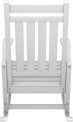 SERWALL Outdoor Rocking Chair, HDPE Rocking Chair for Adults, All Weather Porch Oversized Rockers for Lawn Garden, White