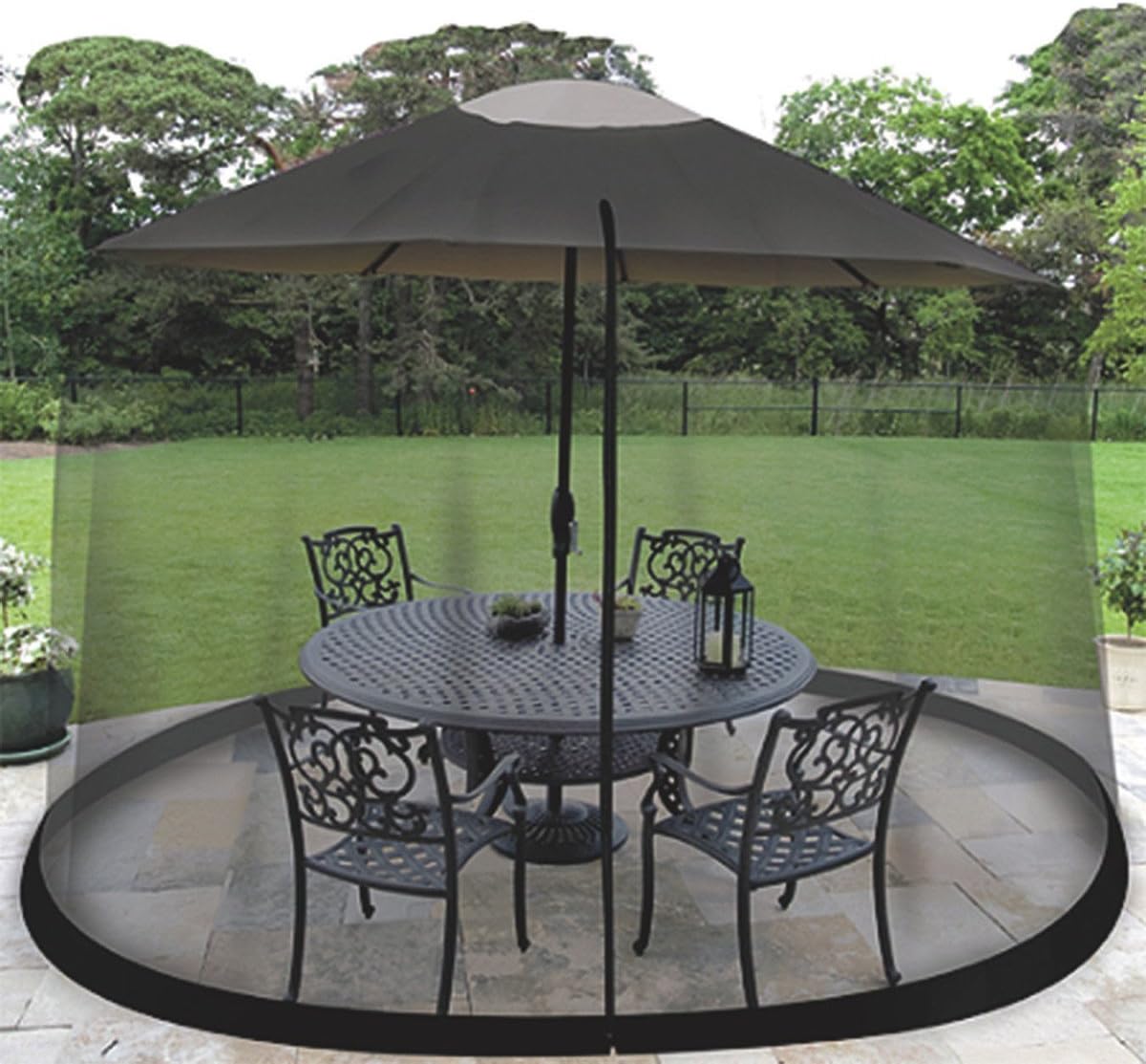 homeroots 9' patio umbrella outdoor table bug screen, main product view