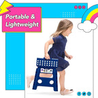 Delxo Folding Step Stool, 13 inch Non-Slip Foldable Stools for Kids & Adults Up to 300 LBS, Step Stool with Handle, Lightweight for Kitchen, Bathroom, Bedroom, Garden, Blue, 1PC