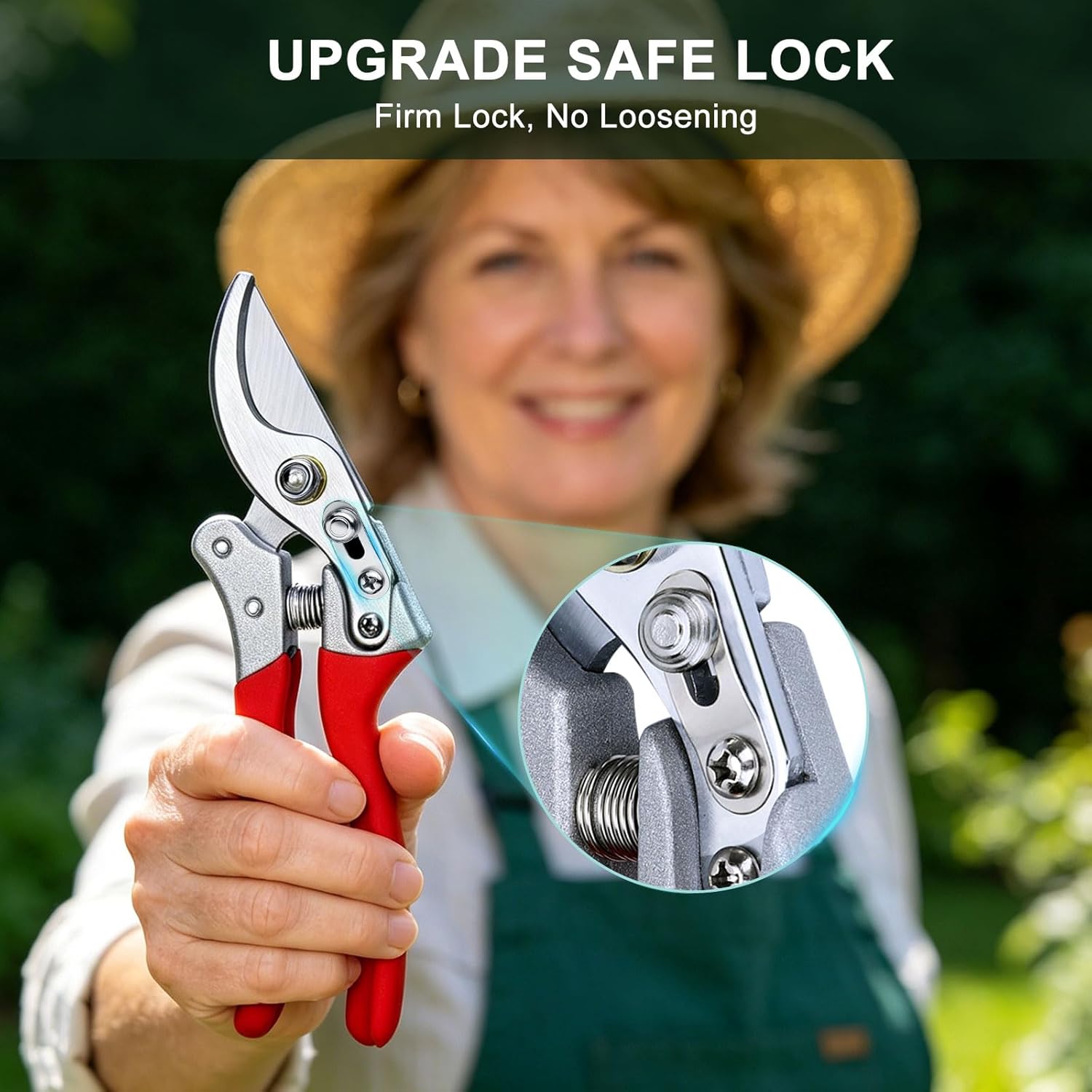 Kynup Pruning Shears, Heavy Duty Garden Shears with SK5 Japanese Steel | 8.6" Garden Clipper, Hand Pruners for Clean Cuts 4X Easier, Garden Scissors for Arthritis Left Handed with Secure Safety Lock