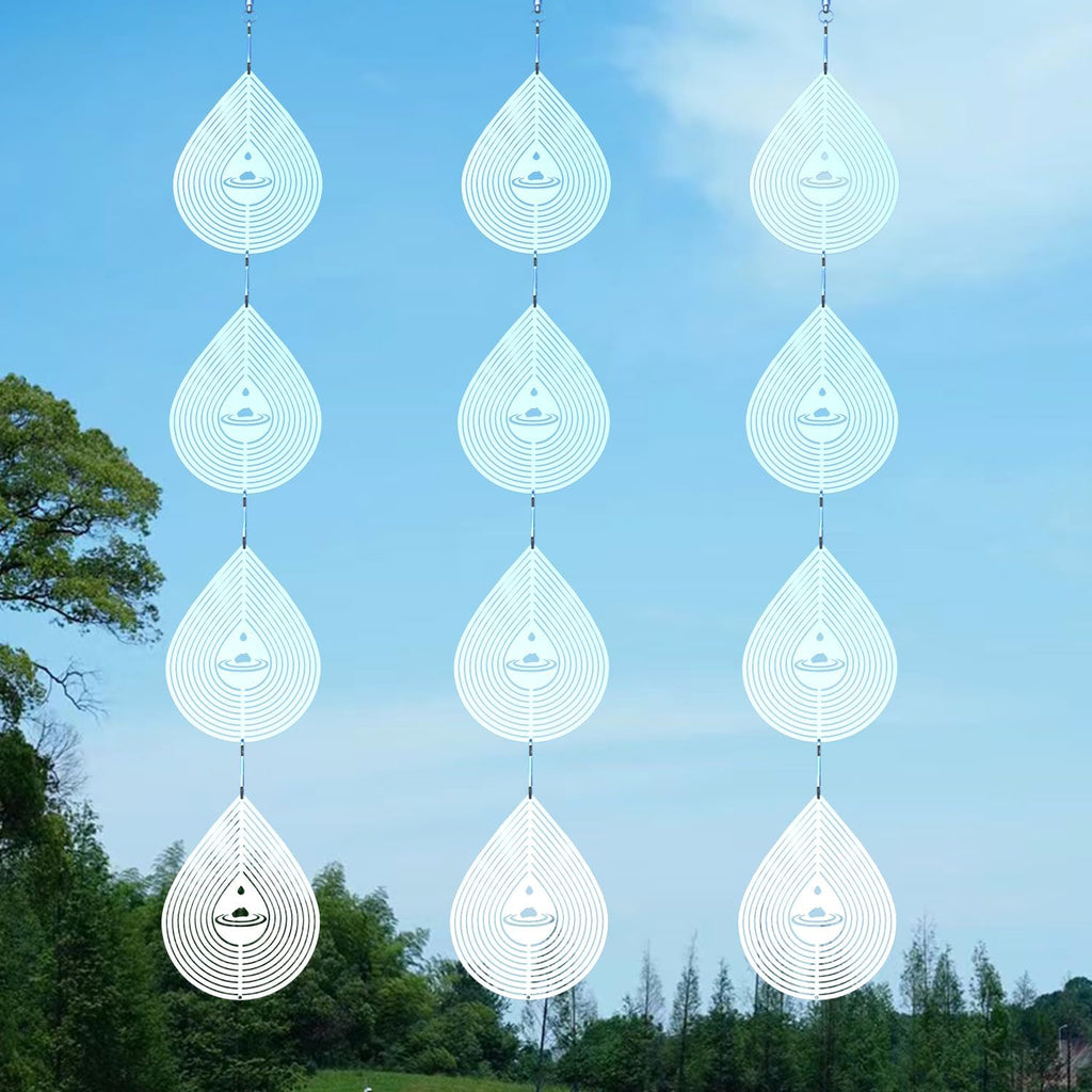 Water Droplets Bird Scare Discs Wind Spinners Outdoor, Highly Reflective Metal Double-Sided Bird Reflectors Extra Sparkly Garden Decor, Bird Deterrents for Outside Patio Porch, Unique Gardening Gifts