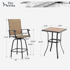 PHI VILLA Outdoor Bar Set for 6, High Top Patio Table and Chairs with Outdoor Swivel Bar Stools for Yard and Garden
