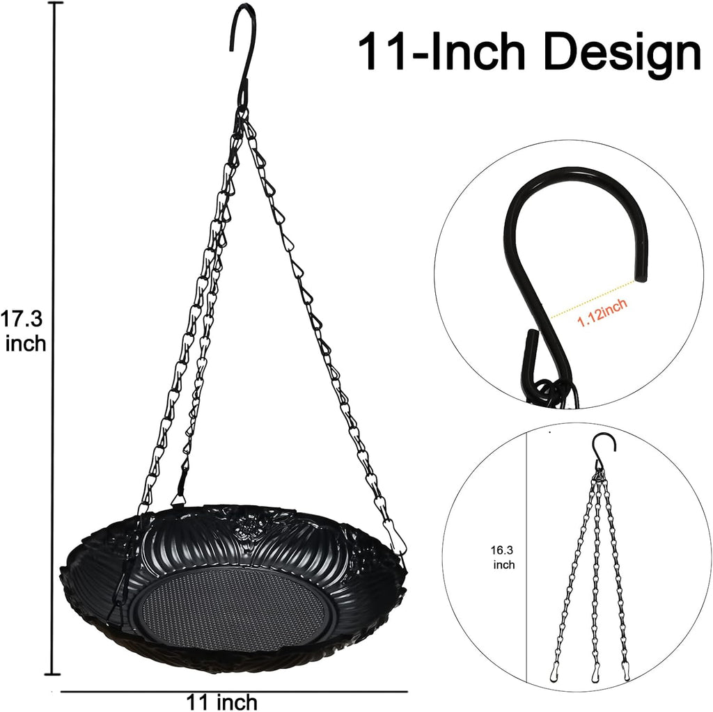 Platform Bird Feeder，11 inch Large Metal Hanging Tray Bird Feeders for Outside 1pack