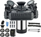 F3 Floating Pond Fountain Aerator, 1HP 750W 110V Stainless Steel Pump with 4 RGB Lights & 100FT Power Cord, Black Octagon Aerating Fountain for Ponds, Lakes, Pools and Fish Farms (Four Lights)