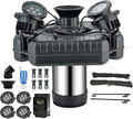 F3 Floating Pond Fountain Aerator, 1HP 750W 110V Stainless Steel Pump with 4 RGB Lights & 100FT Power Cord, Black Octagon Aerating Fountain for Ponds, Lakes, Pools and Fish Farms (Four Lights)