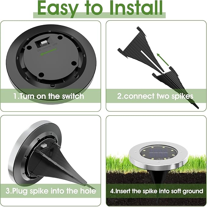 INCX 4.6 inch Solar Lights Outdoor Waterproof,12 Pack Solar Lights for Outside, Solar Garden Lights Landscape Lighting for Patio Pathway Lawn Yard Deck Driveway Walkway, Warm White
