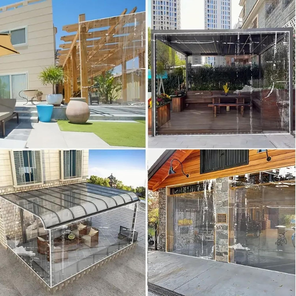 lc&qs clear tarps heavy duty pvc, transparent tarp, front angle view
